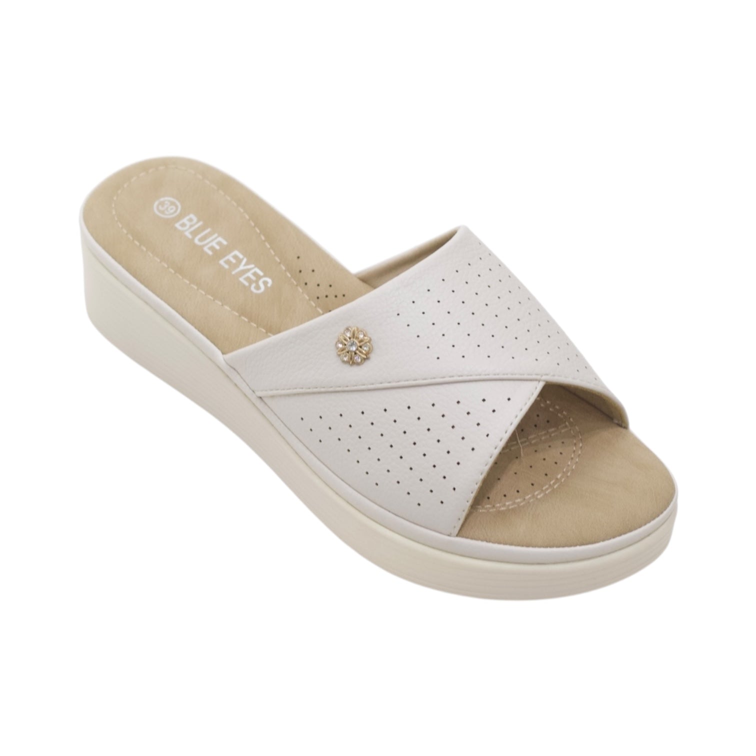 Potsi slip-on wedge sandals with cross-strap