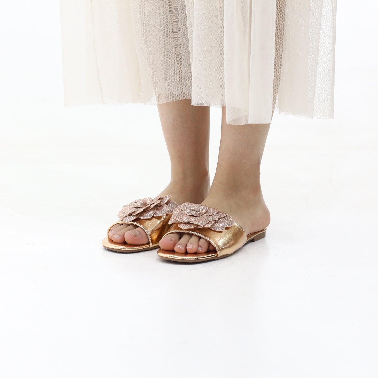 Glace Floral embellished slip-on flat sandals