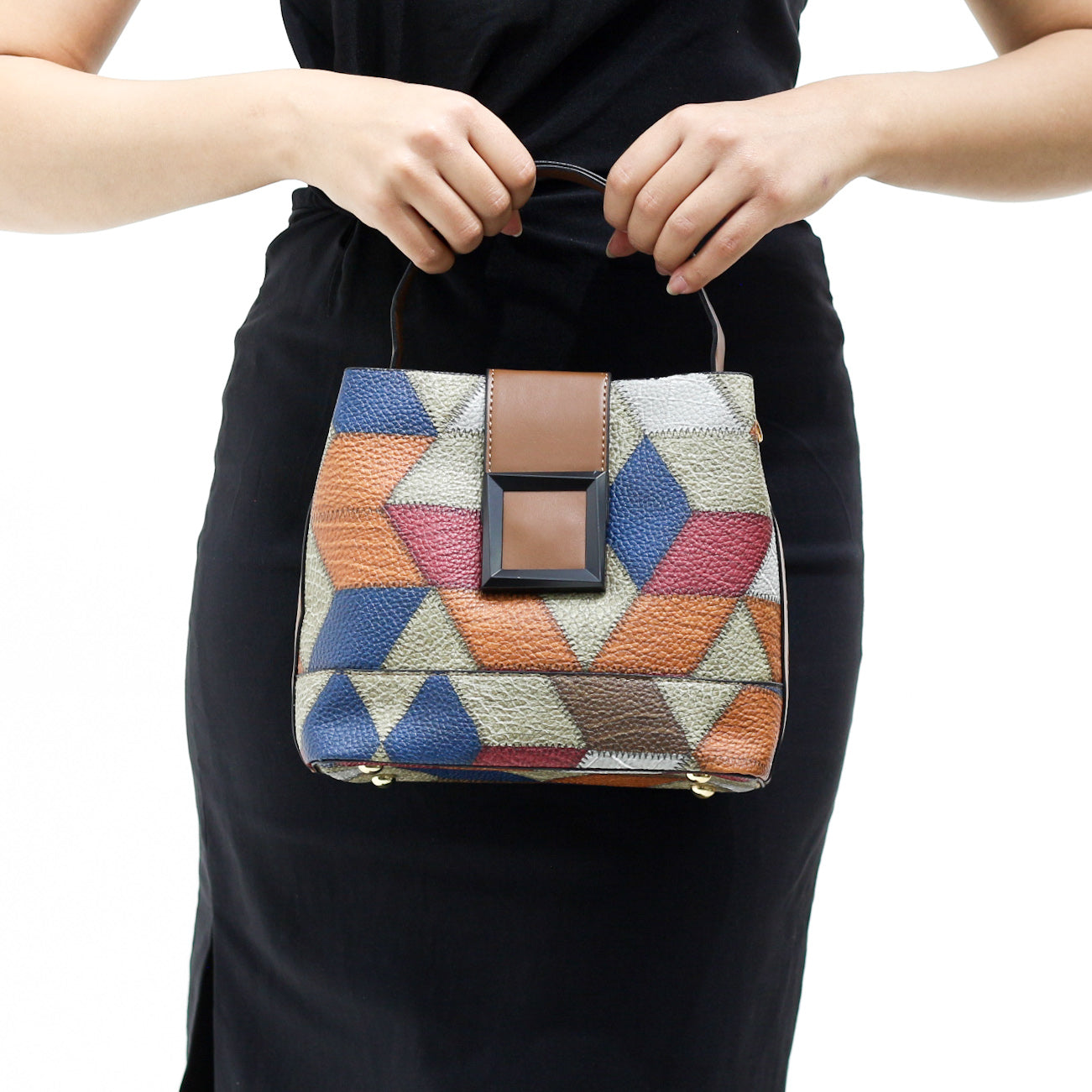 Stolzite geometric handbag with bold square buckle