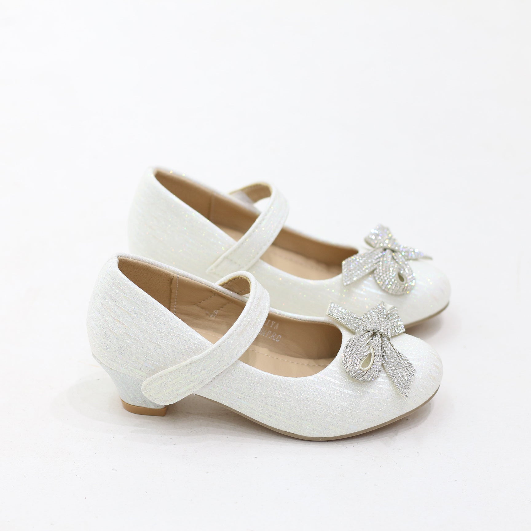 Aviya elegant girls bow-detail glossy kitten heel pumps