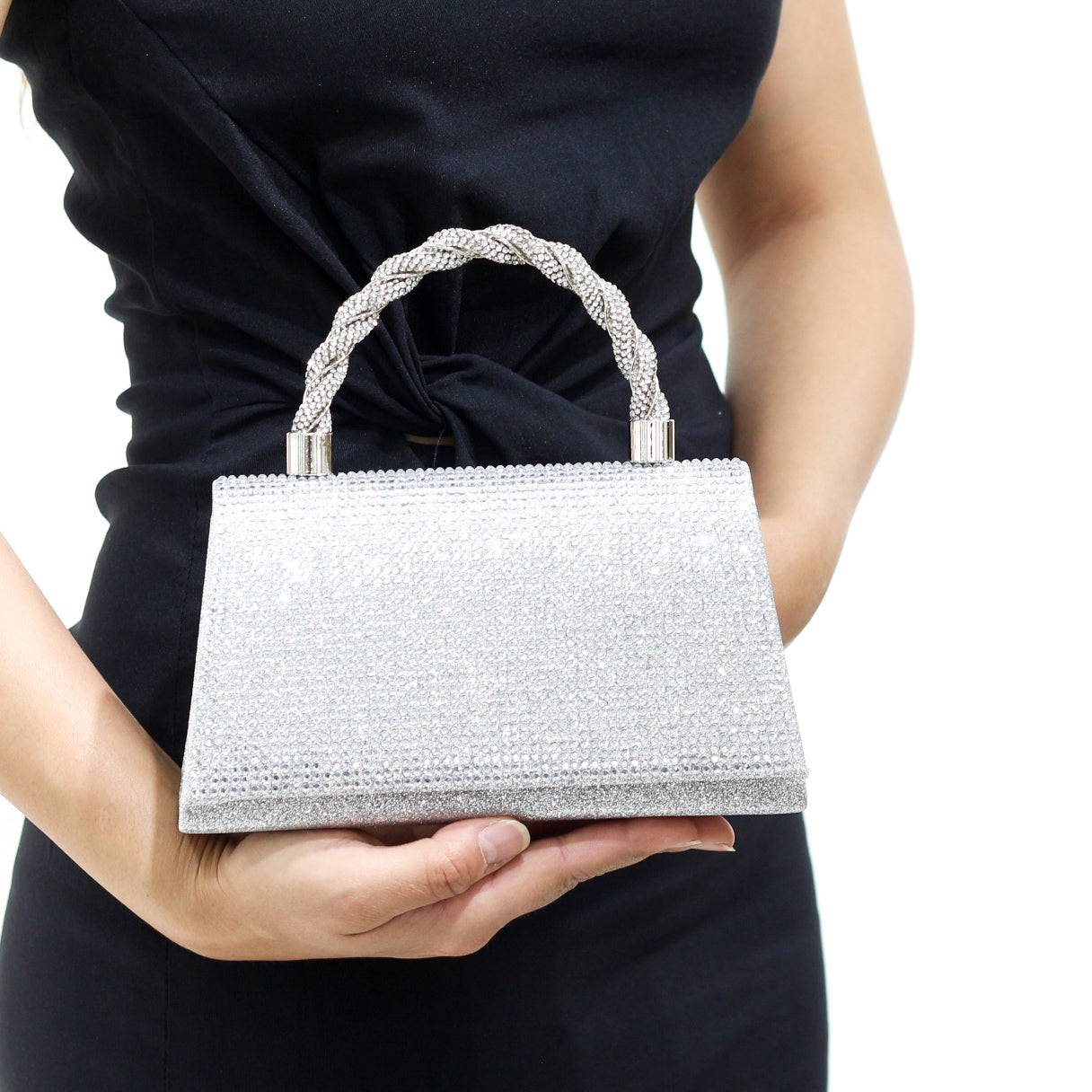 Anatase structured top-handle evening clutch bag