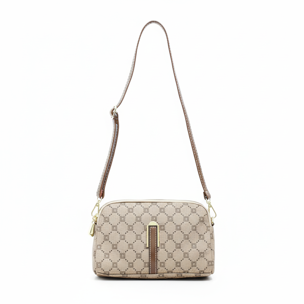 Nambu patterned crossbody bag with brown strap