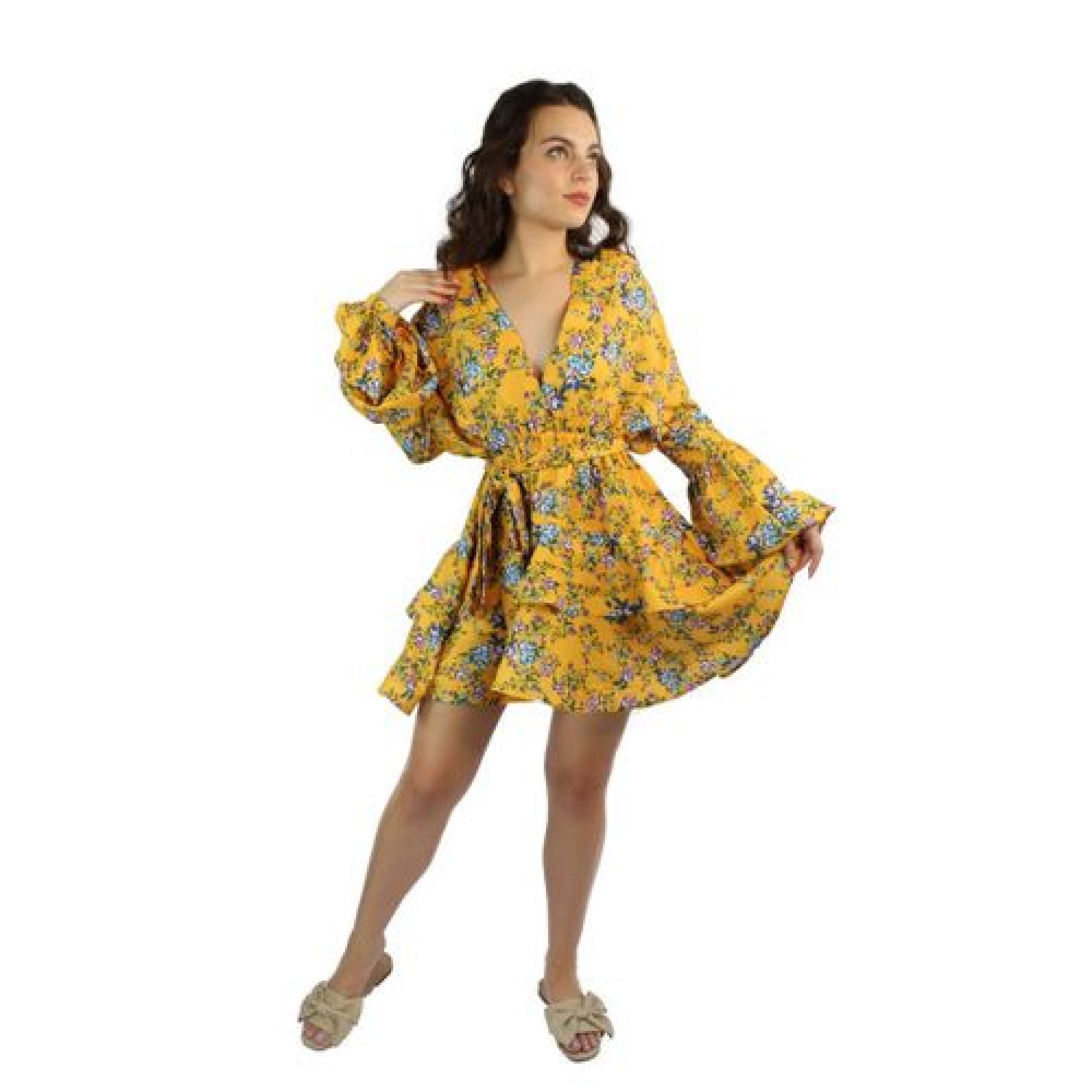 Mara designer runway floral print mini cool yellow