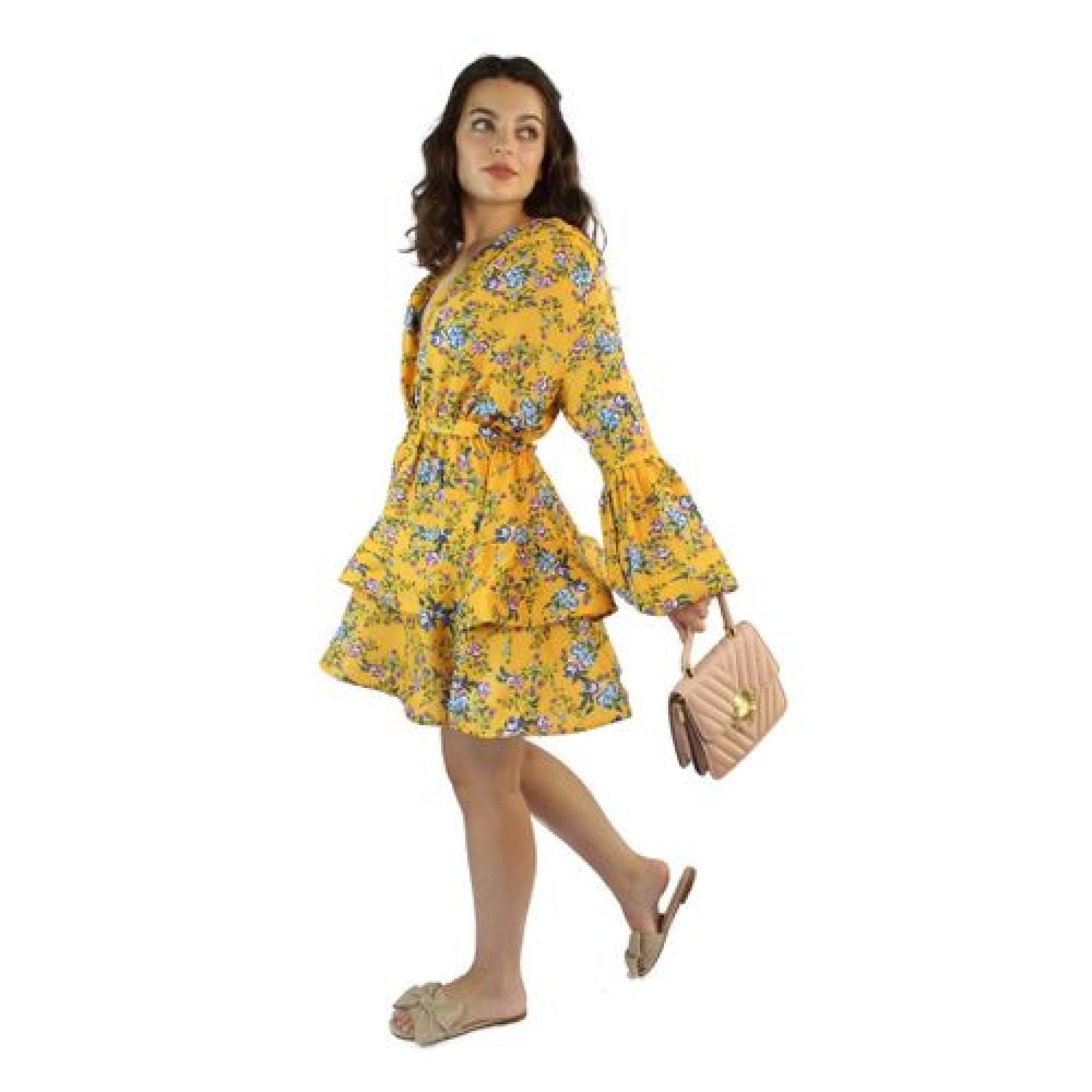 Mara designer runway floral print mini cool yellow