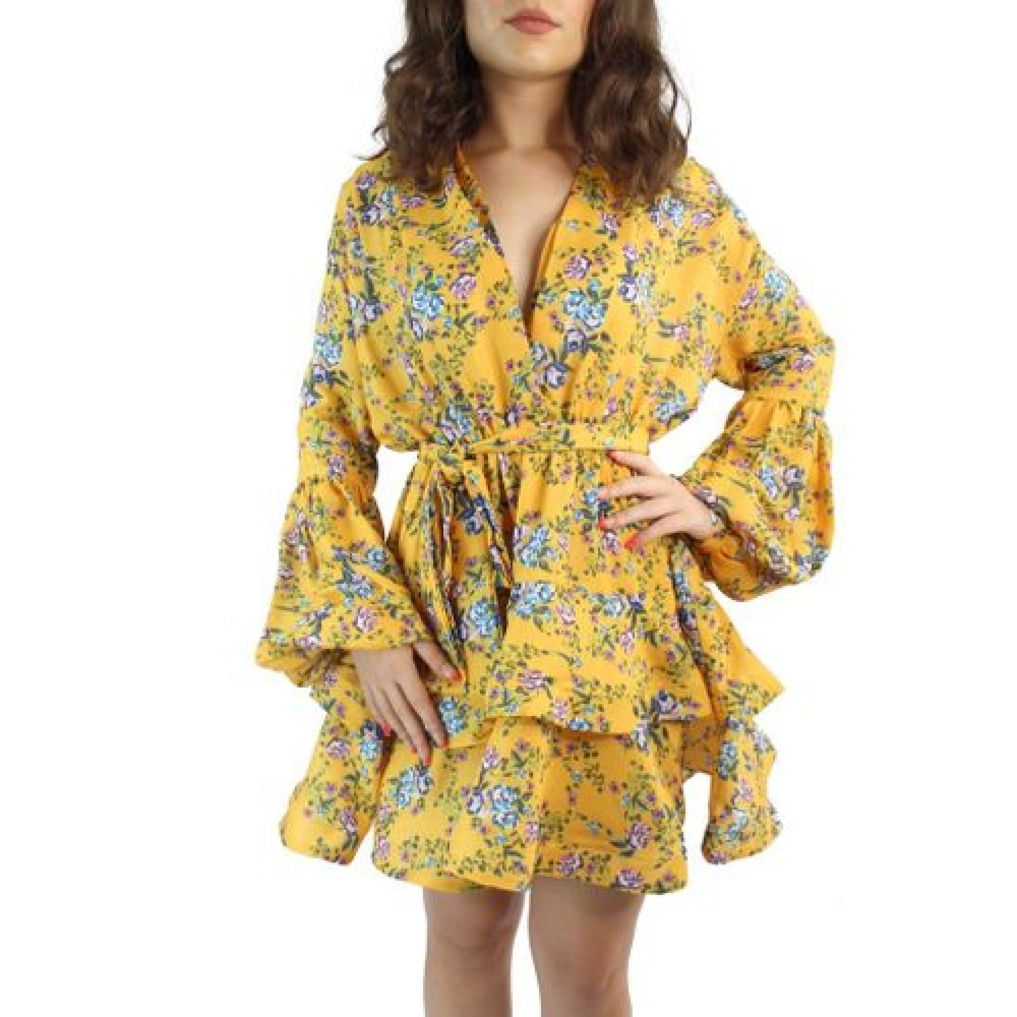 Mara designer runway floral print mini cool yellow