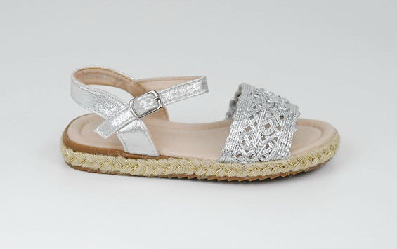 Kweeny infants girls LSSX290 weaved sandals silver