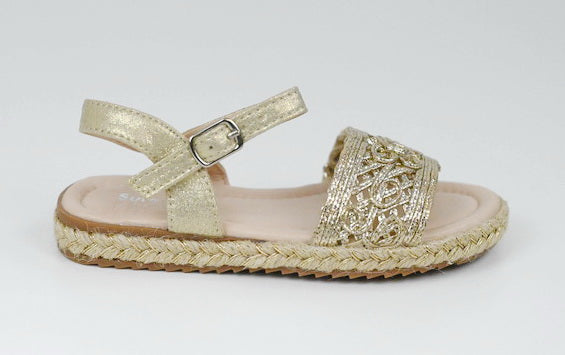 Kweeny infants girls LSSX290 weaved sandals gold