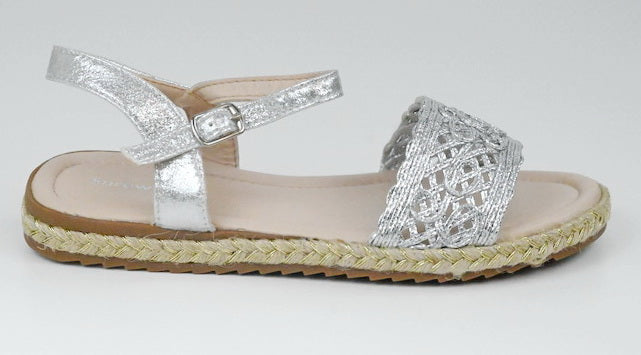 Kweeny girls LSSX291 weaved sandals silver