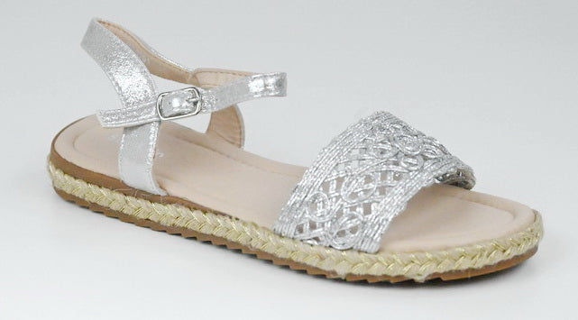 Kweeny girls LSSX291 weaved sandals silver