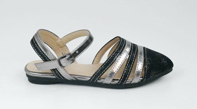 Cara infants girls strippy sandals pewter