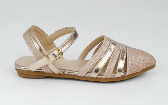 Cara infants girls strippy sandals rose gold