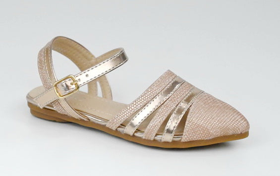 Cara infants girls strippy sandals rose gold