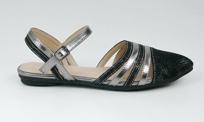 Cara girls strippy sandals pewter