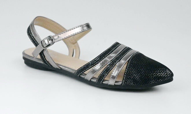 Cara girls strippy sandals pewter