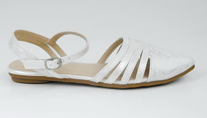 Cara girls strippy sandals white