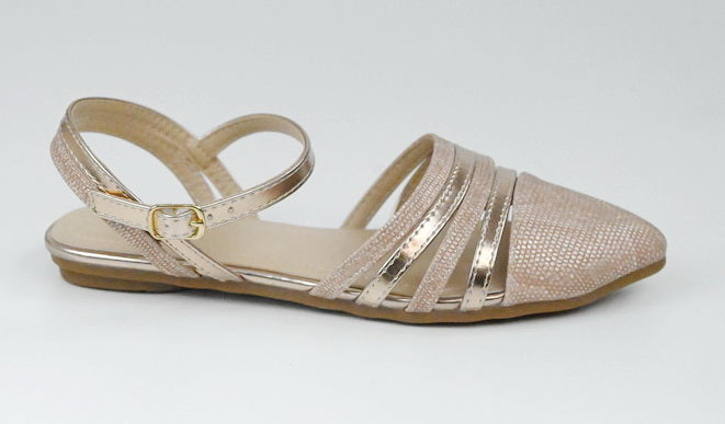 Cara girls strippy sandals rose gold