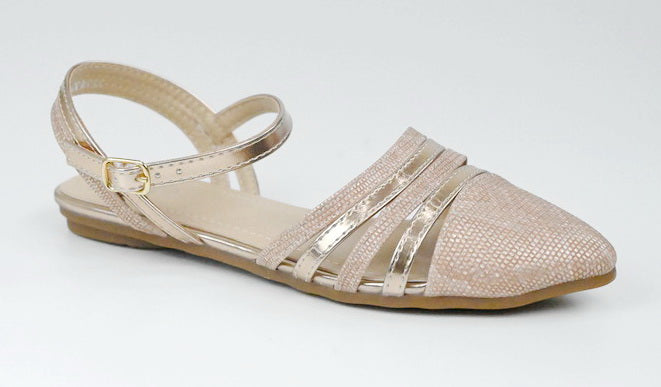 Cara girls strippy sandals rose gold