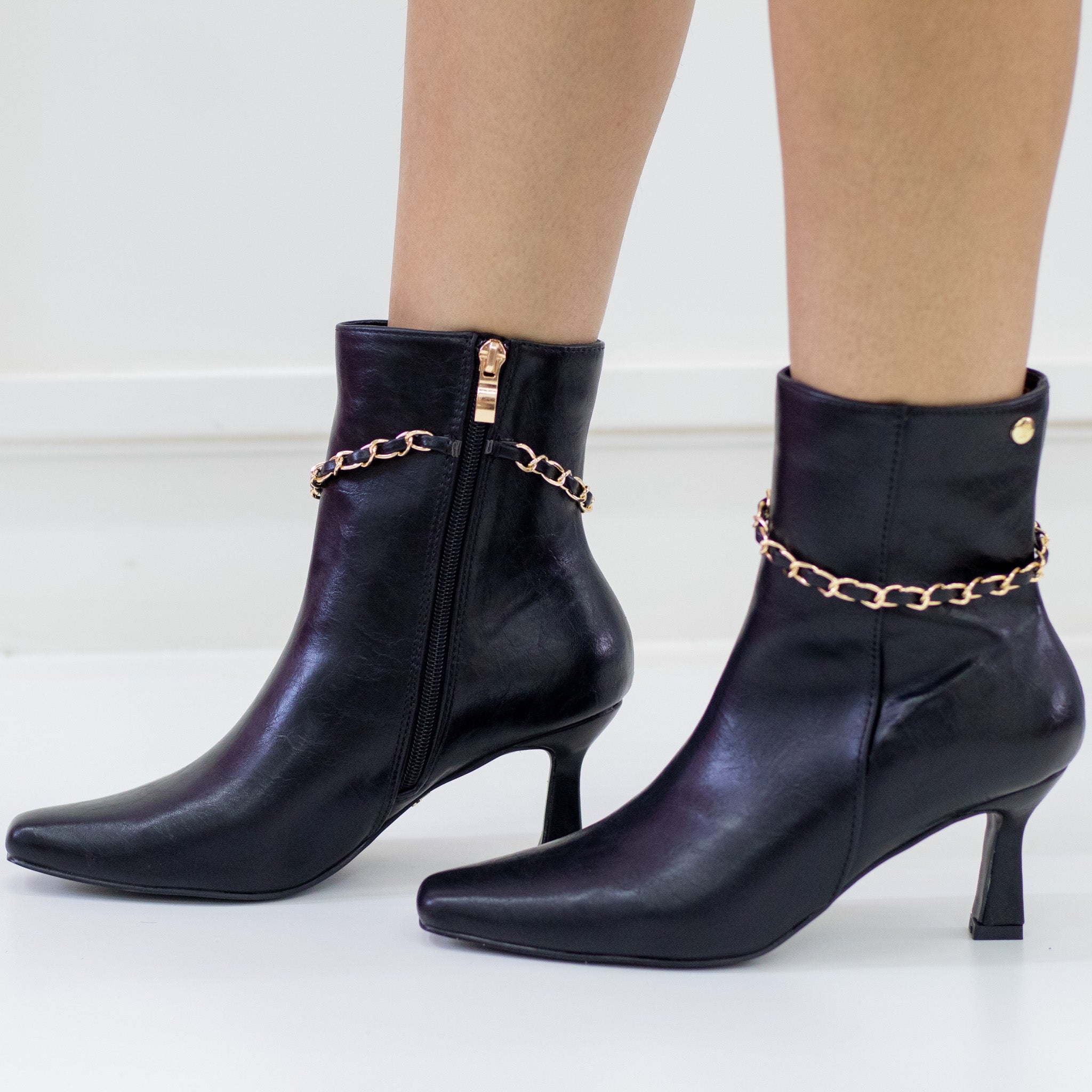 Preview 7cm heel faux leather pu ankle boot black