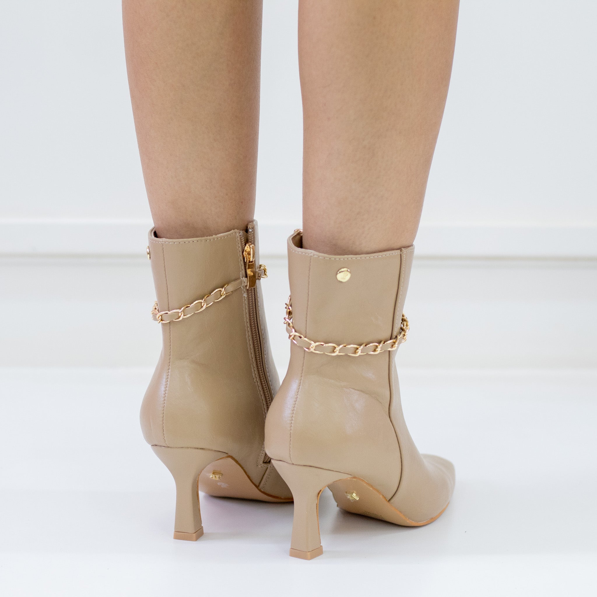 Beige 7cm heel faux leather pu ankle boot preview