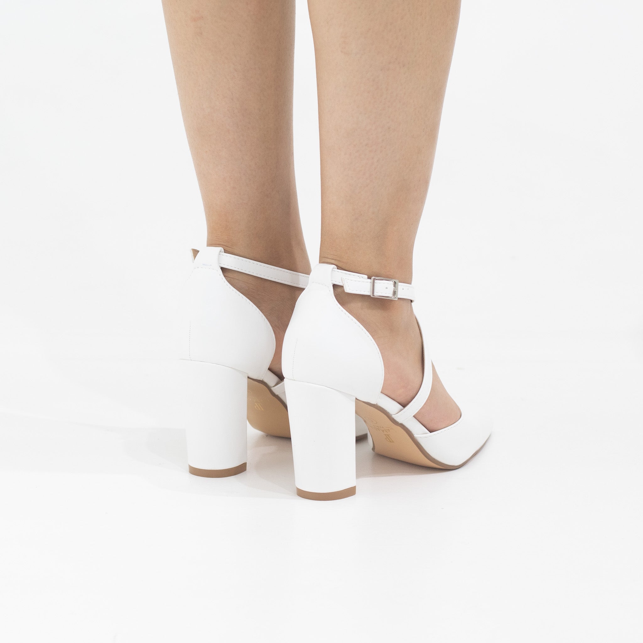 Femi open waist cross-belts court on 8.5cm heel