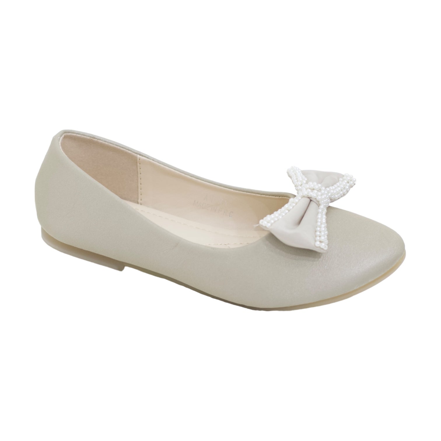 Nude girls pump with doubled pearl lining bow anura