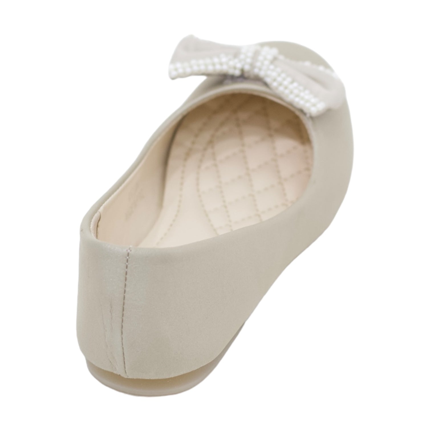 Anura girls pump with doubled pearl lining bow nude