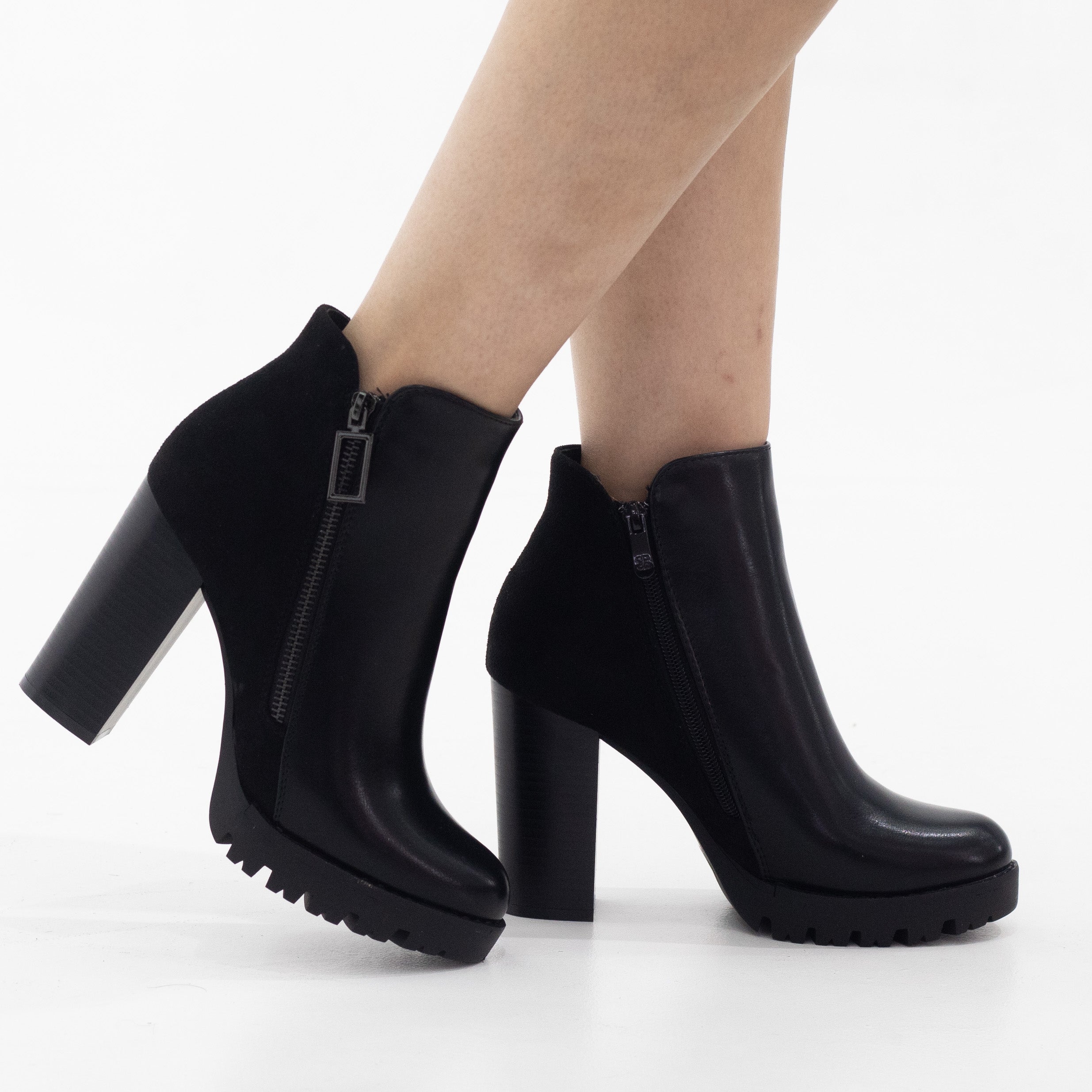 Uplift 10cm heel side zip ankle boot black