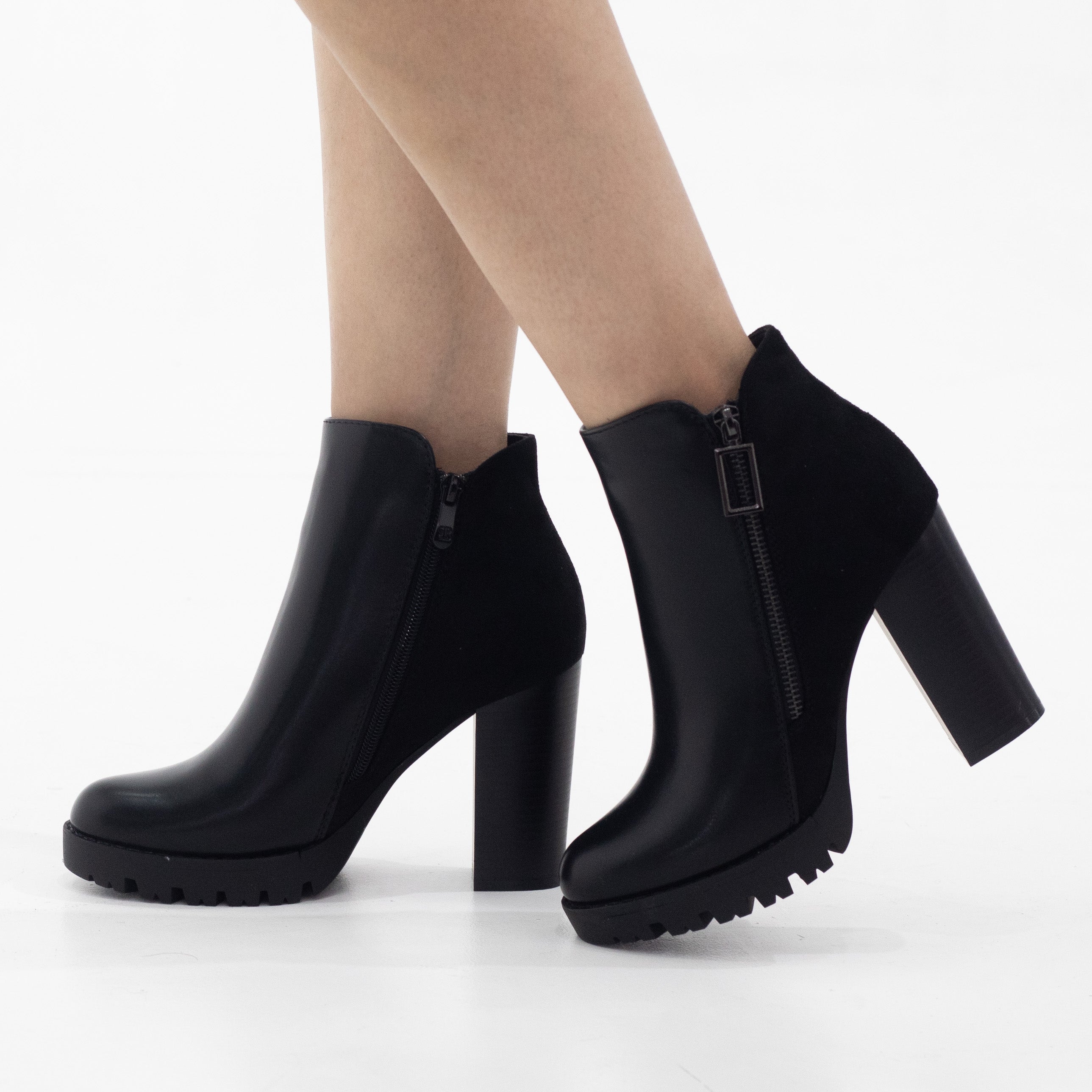 Uplift 10cm heel side zip ankle boot black