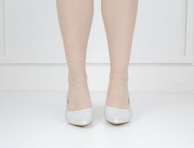 Terana diamante embellished low heel 5cm courts white