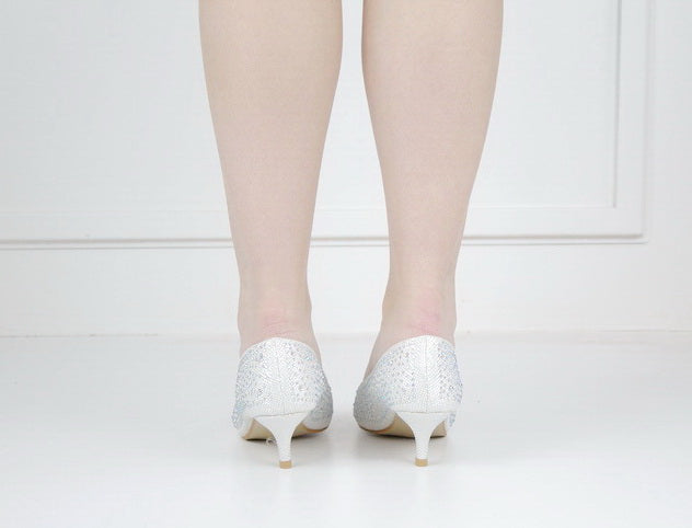 Terana diamante embellished low heel 5cm courts white