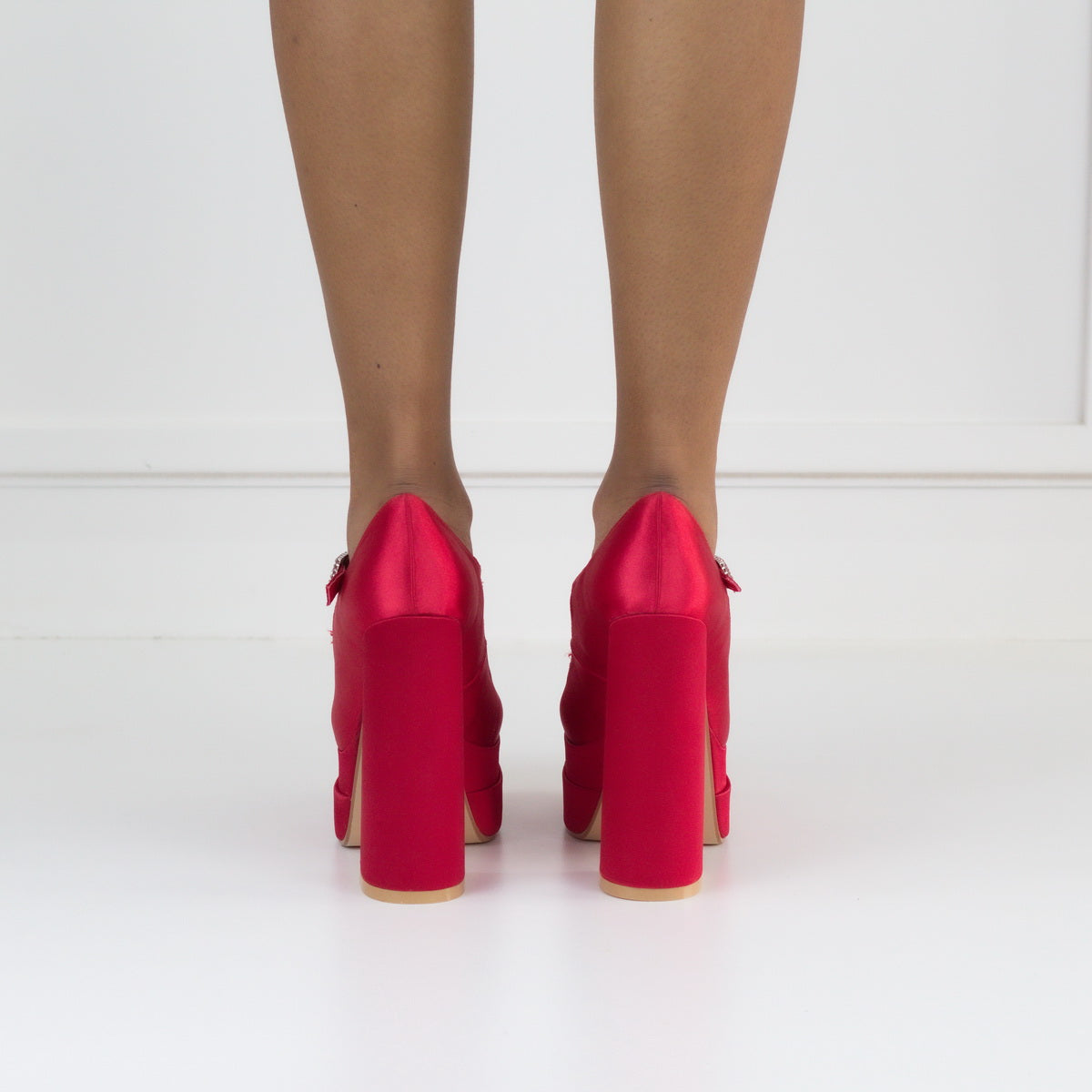 Pippa 14.5cm platform heel Funky ankle strap pump red