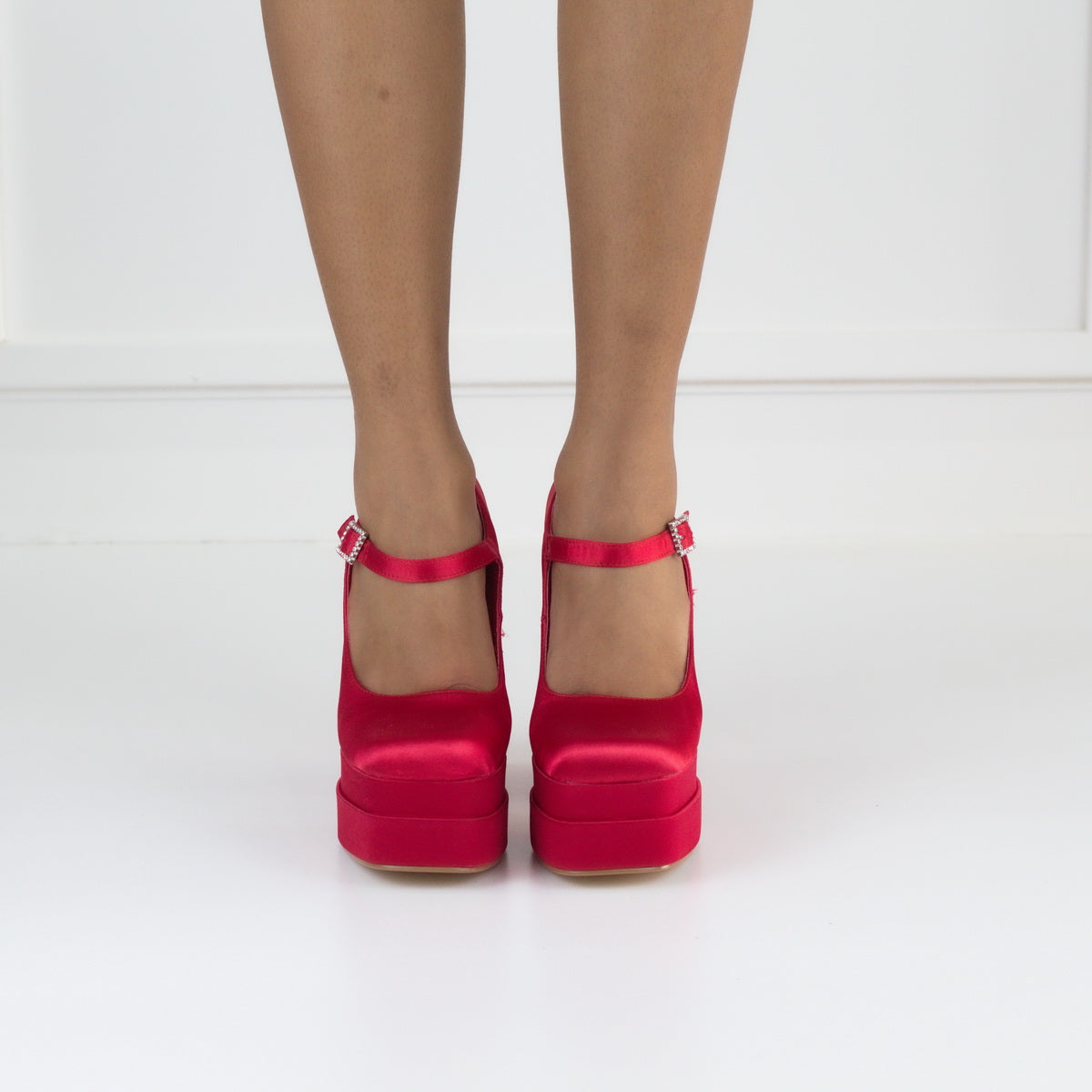 Pippa 14.5cm platform heel Funky ankle strap pump red