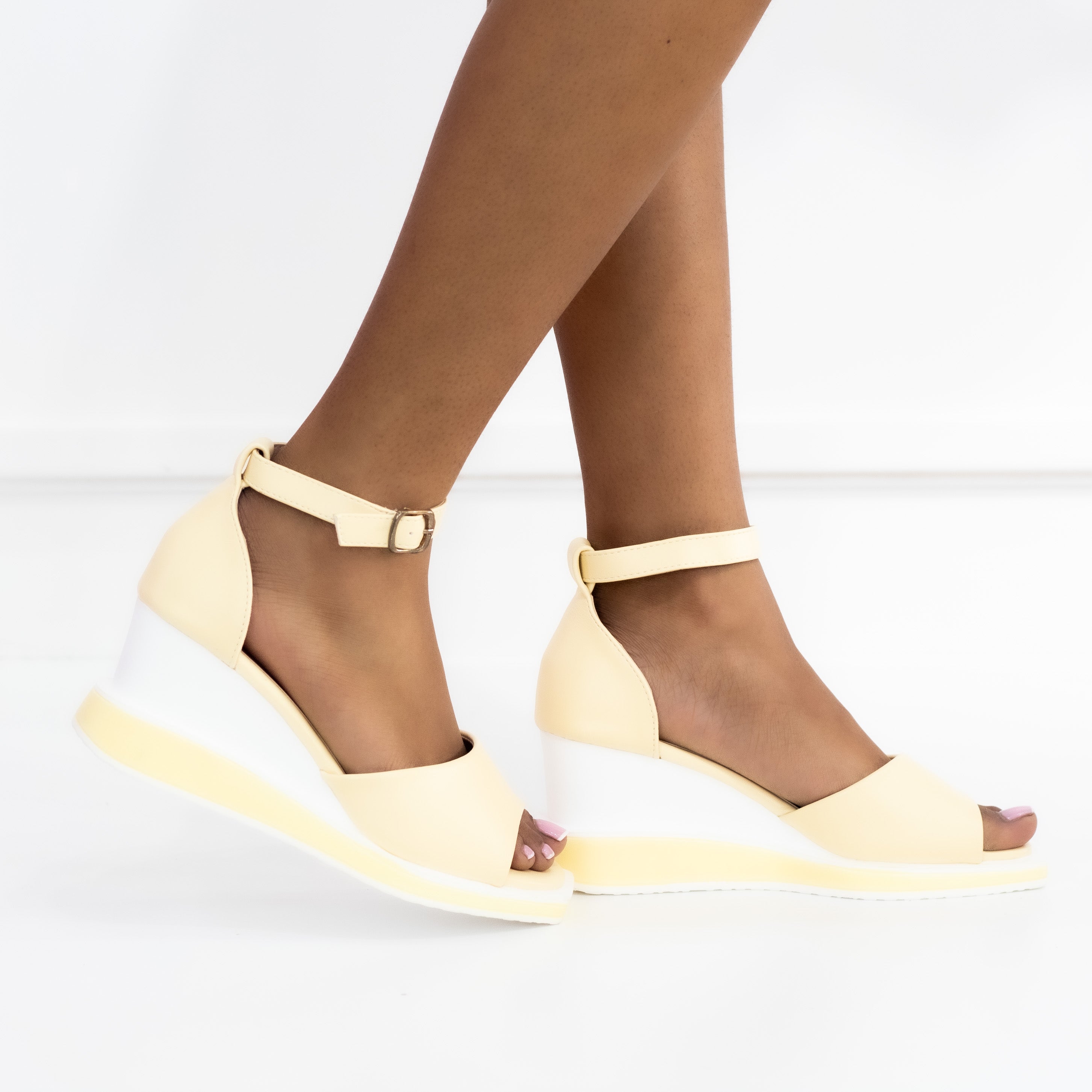 Obelia back slide on wedge 6.5cm heel yellow