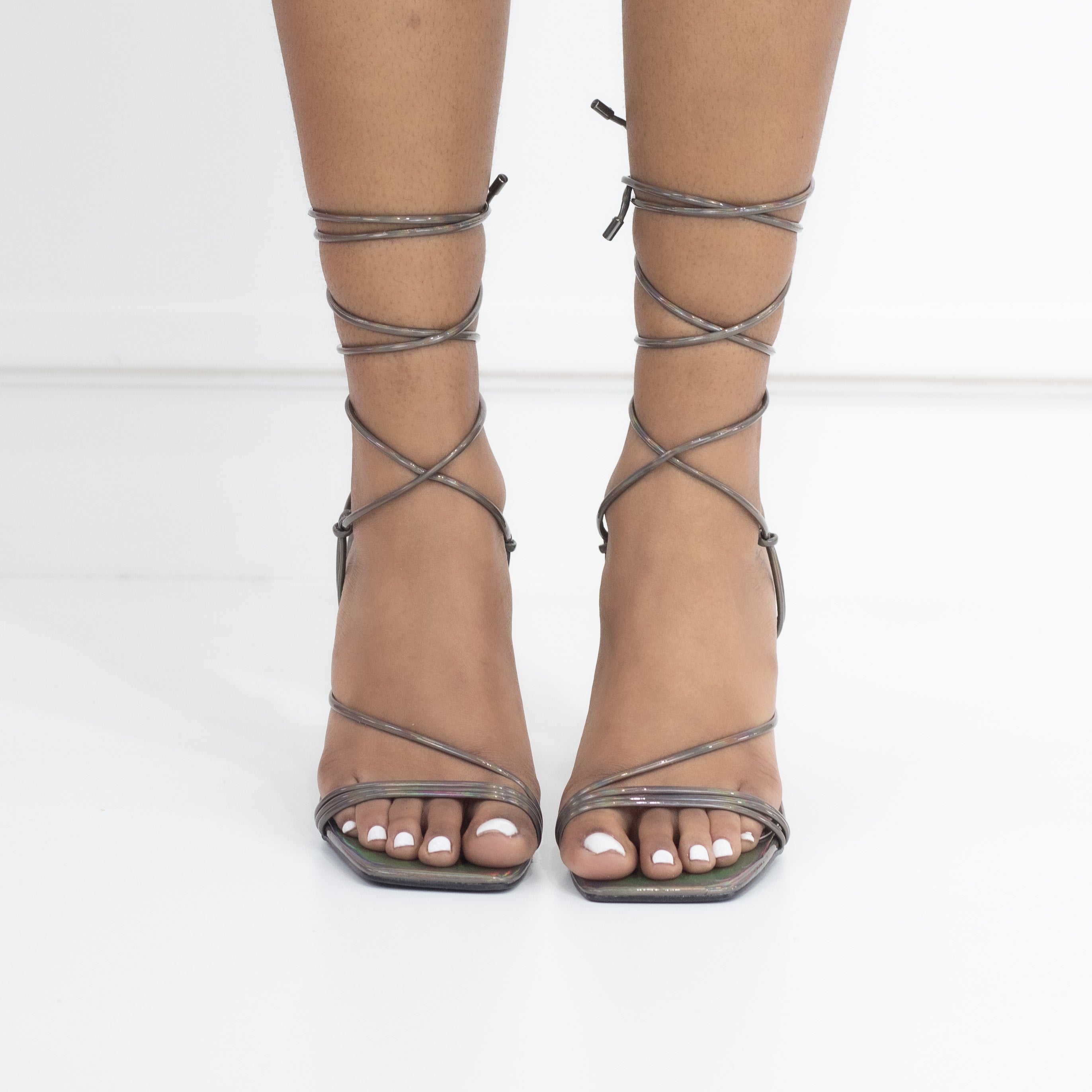 Nadzia strappy sandals on special regt heel pewter