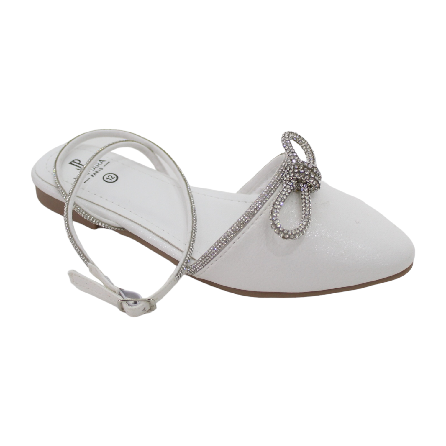 Gulfa Girls Ankle strap pump with diamante bow