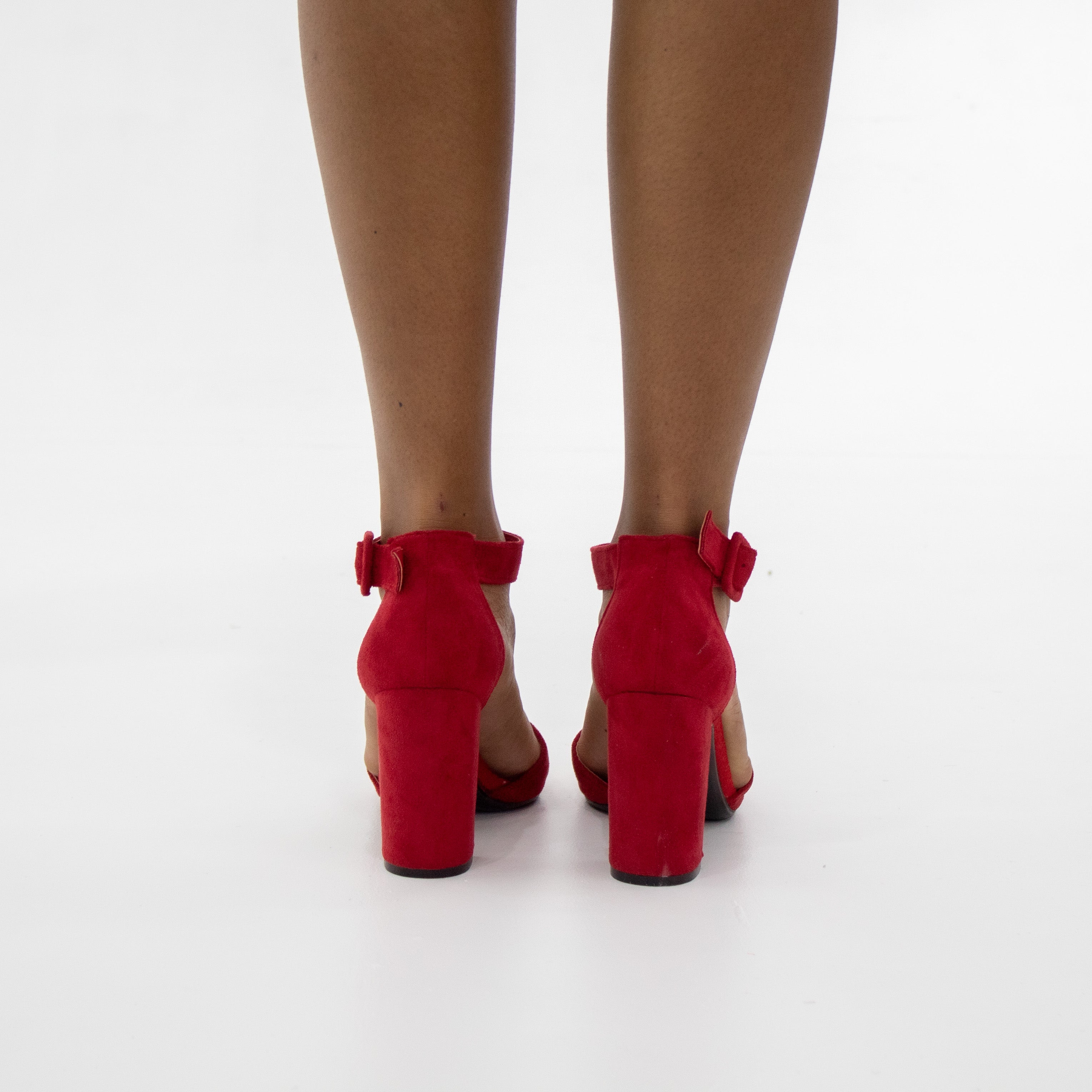 Jess open waist pointy on block heel micro red