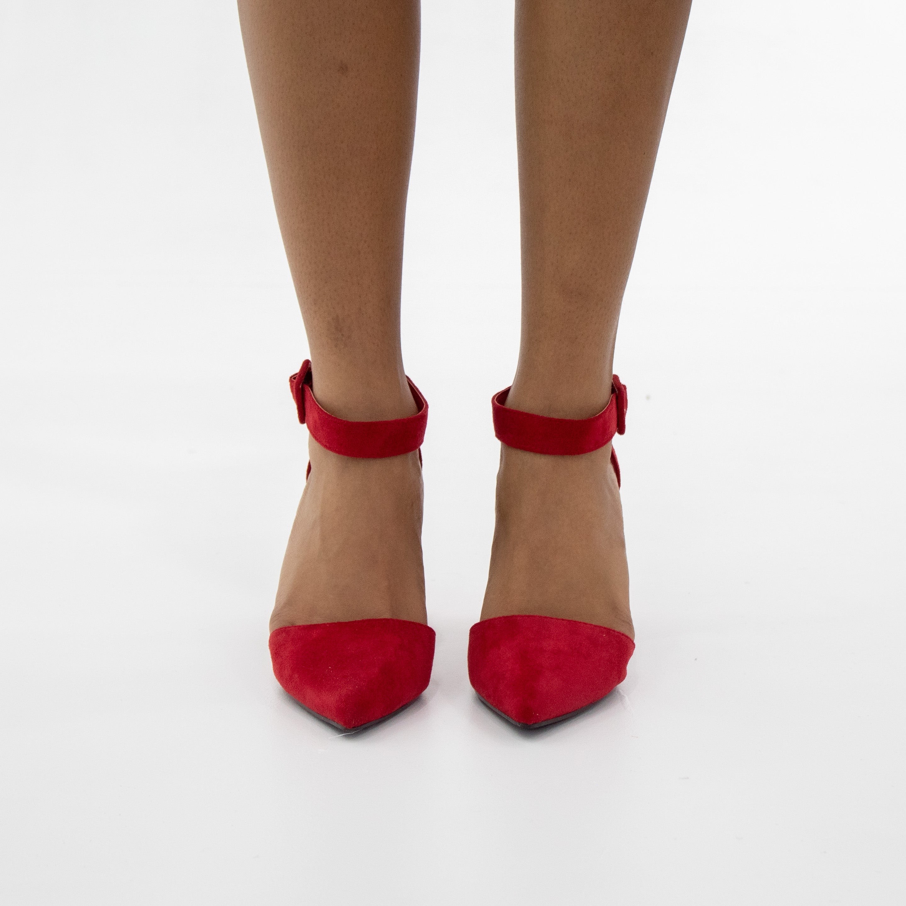 Jess open waist pointy on block heel micro red