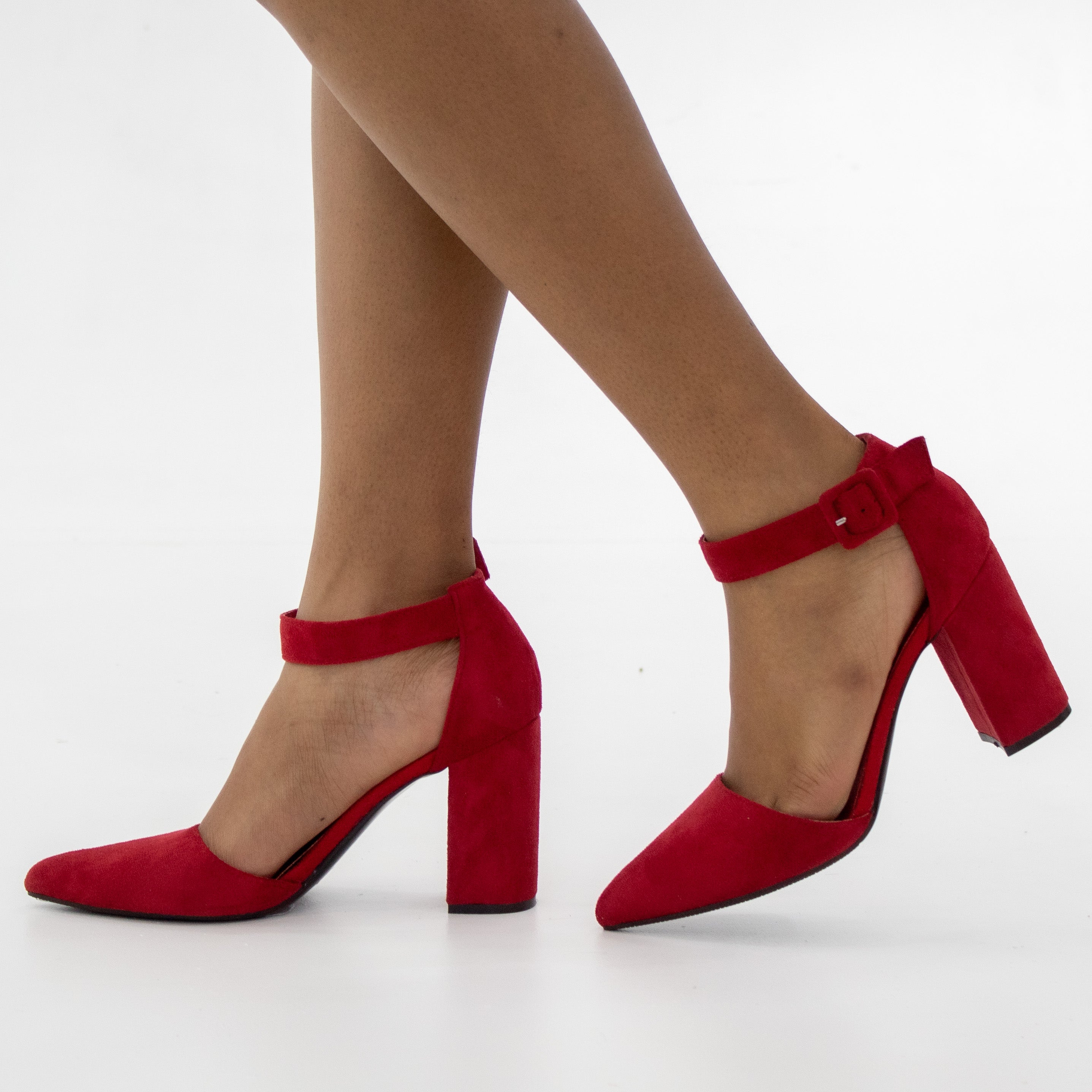 Jess open waist pointy on block heel micro red