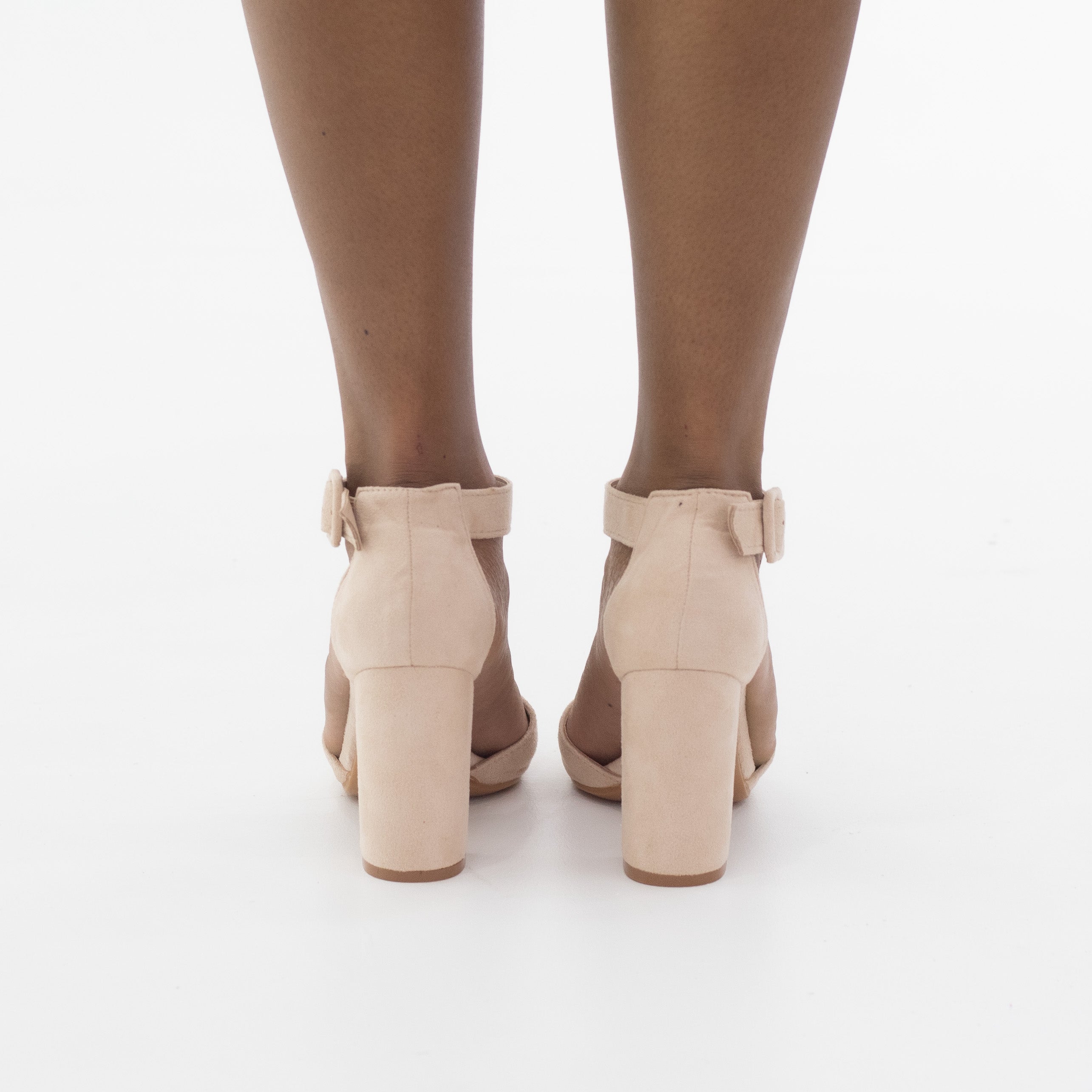 Jess open waist pointy on block heel micro beige