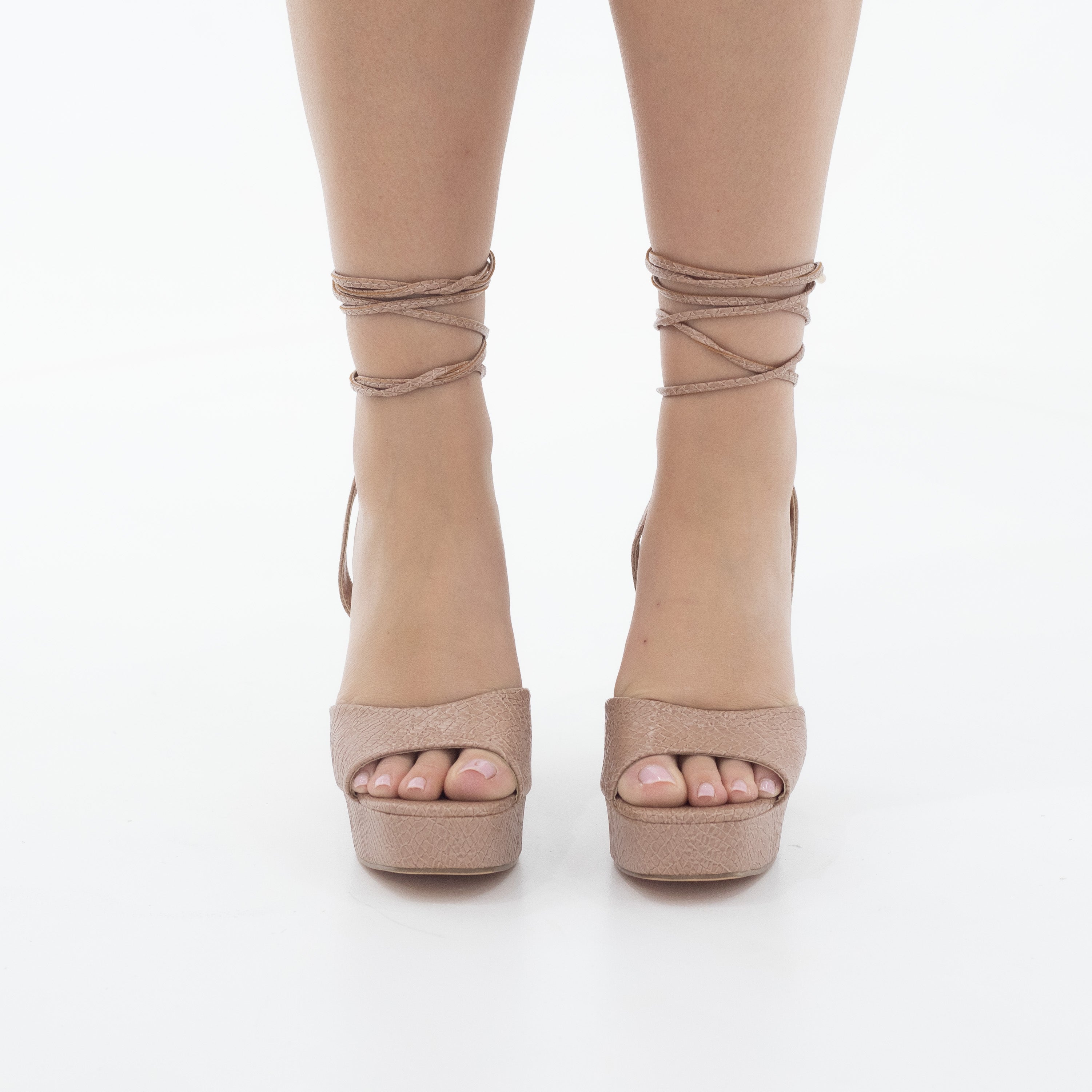 Albinka platform Funky one band tie up sandal nude