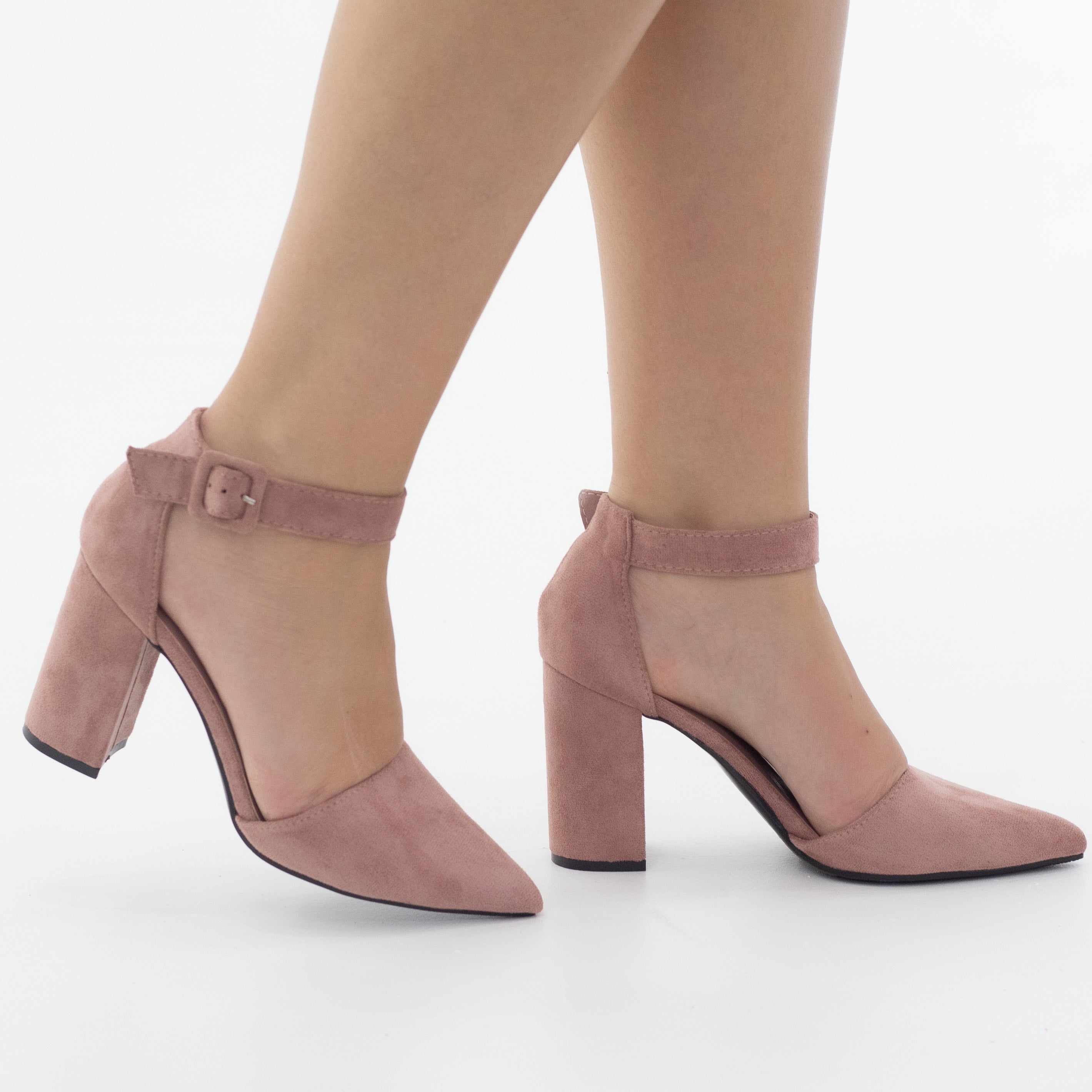 Jess open waist pointy on block heel micro mink