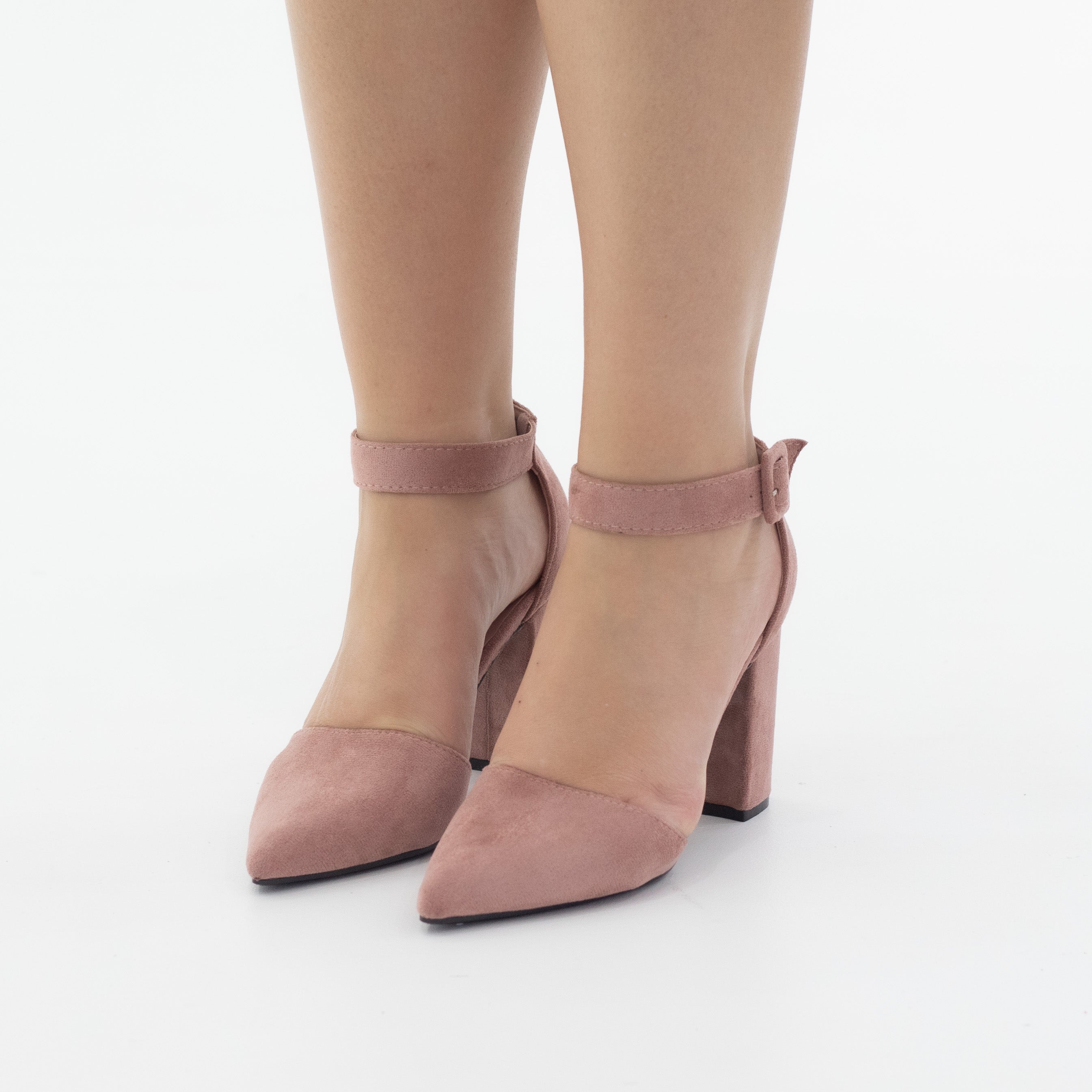 Jess open waist pointy on block heel micro mink