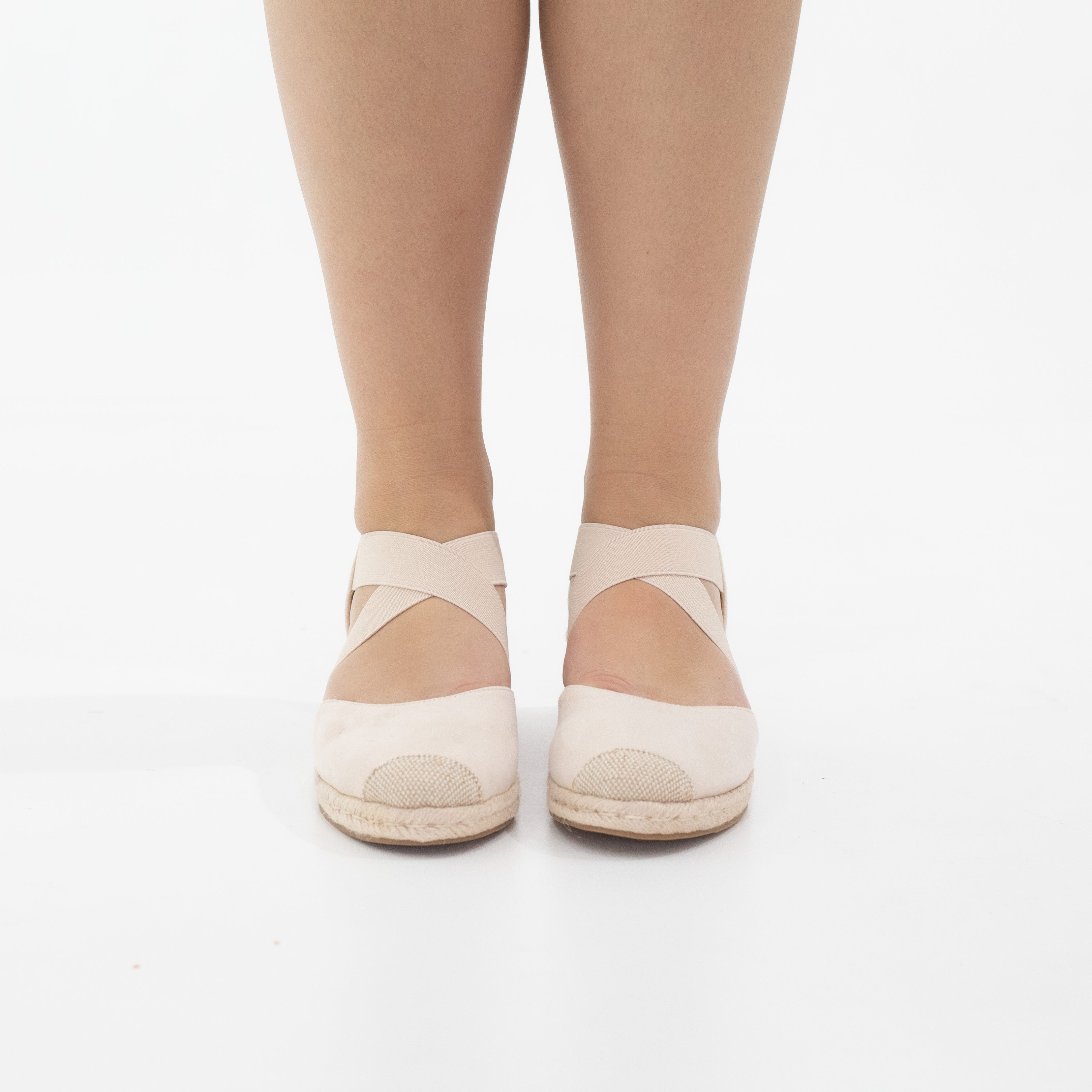 Hype 5.5cm wedge espadrille with elastic beige