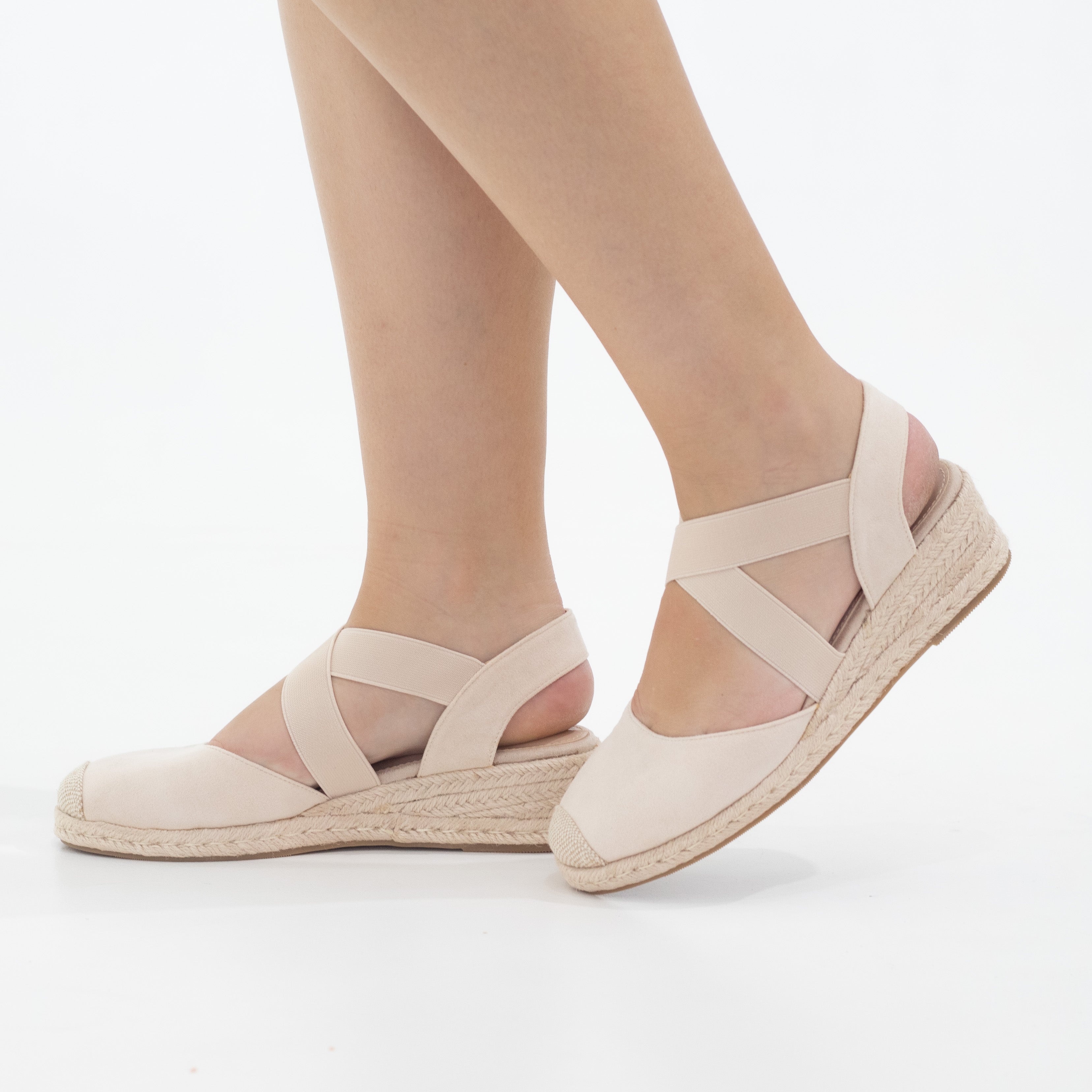 Hype 5.5cm wedge espadrille with elastic beige