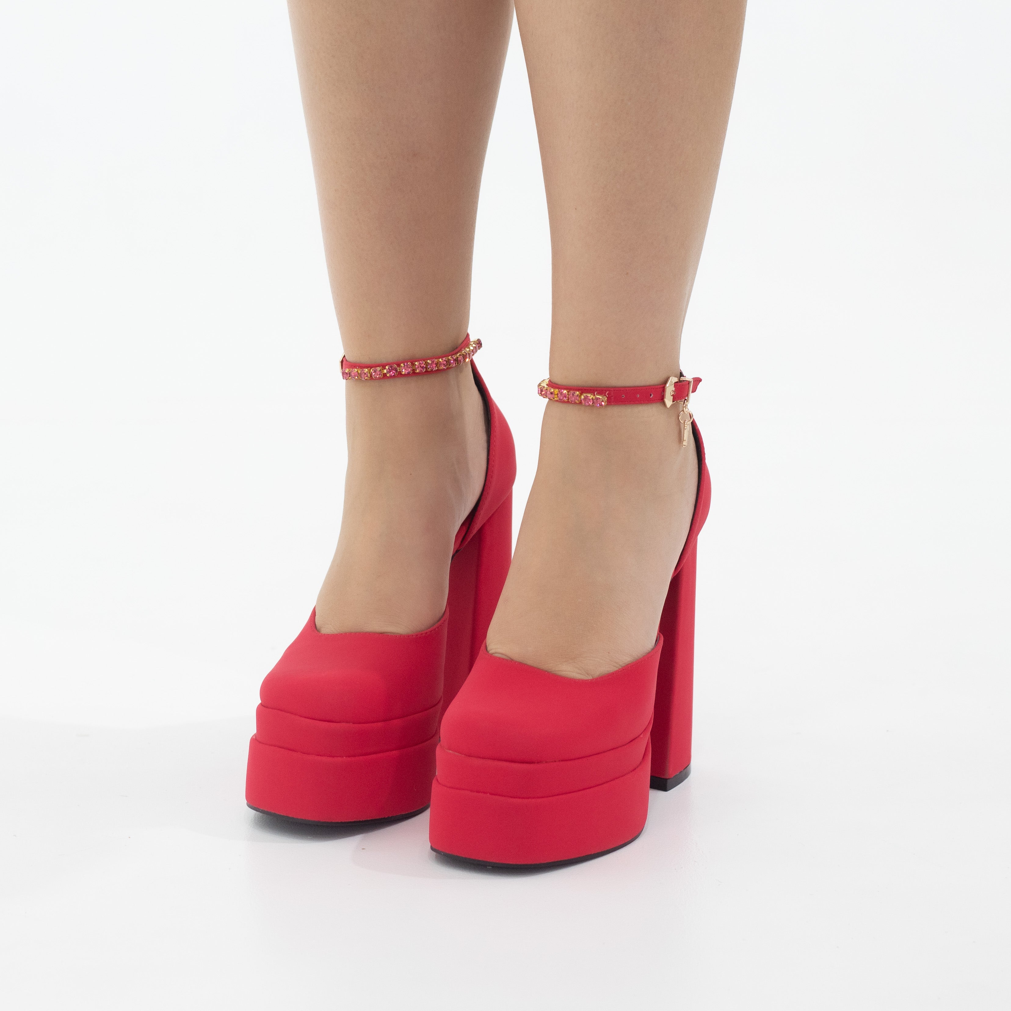 Trixie open waist high 14.5cm heel platform red