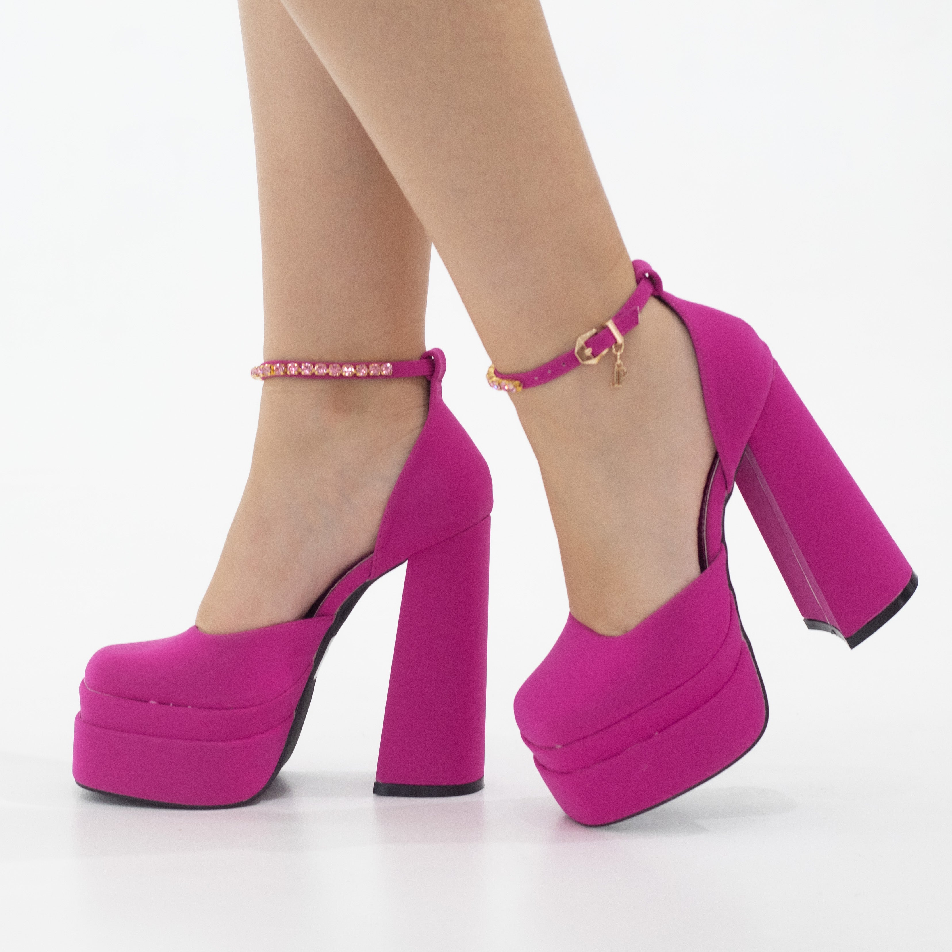 Trixie open waist high 14.5cm heel platform fuchsia