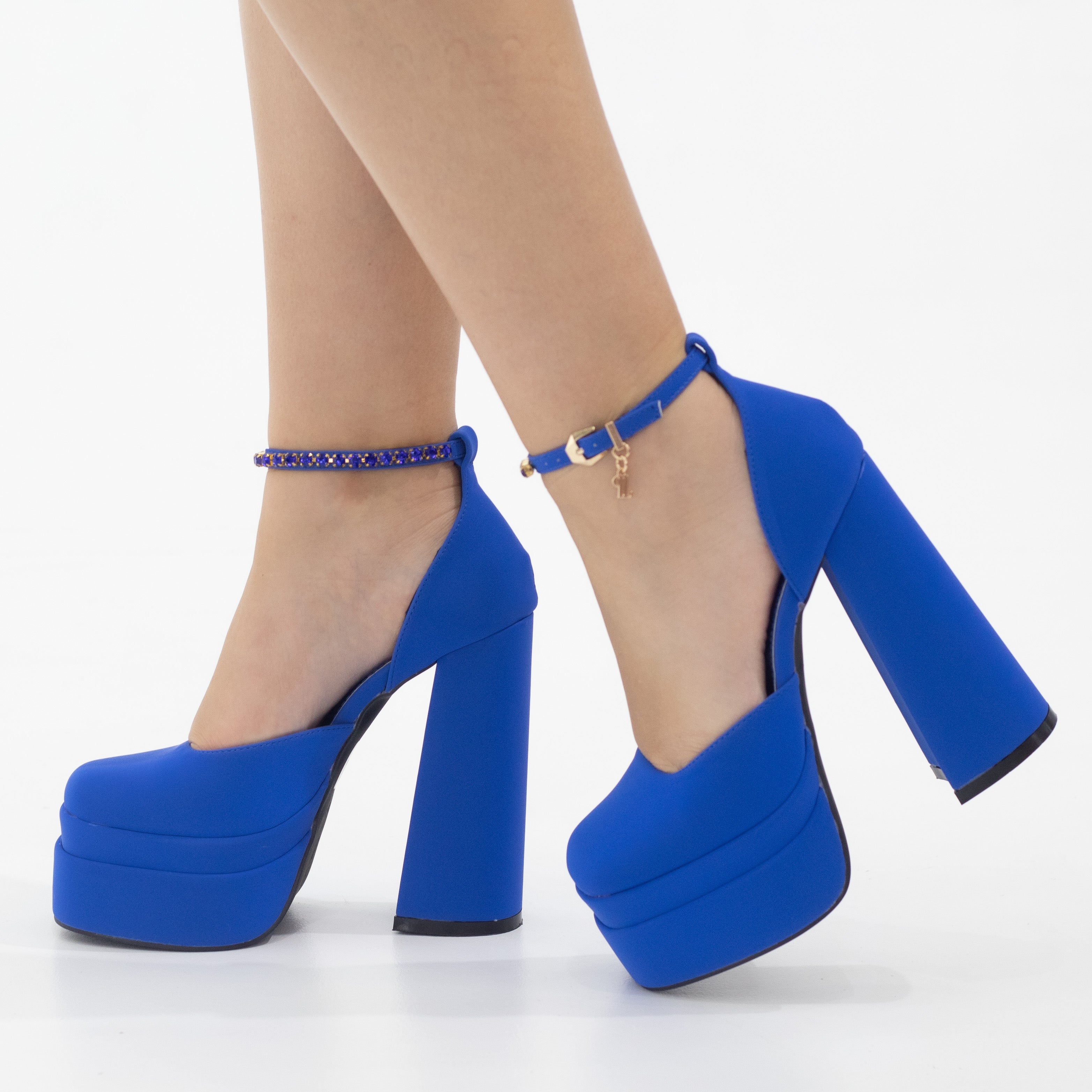 Trixie open waist high 14.5cm heel platform royal blue