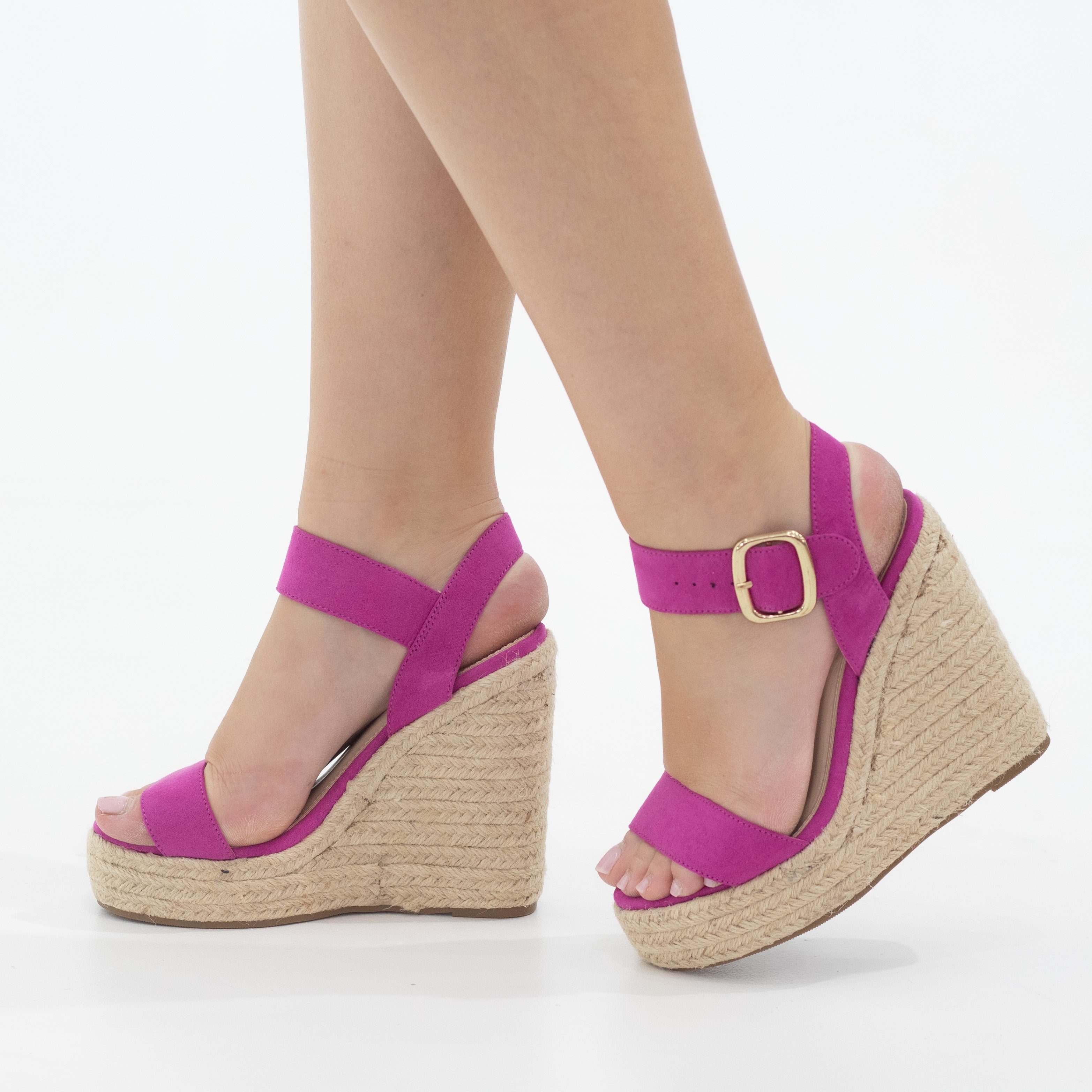 Linzi one band espadrille 13cm wedge sandals fuschia