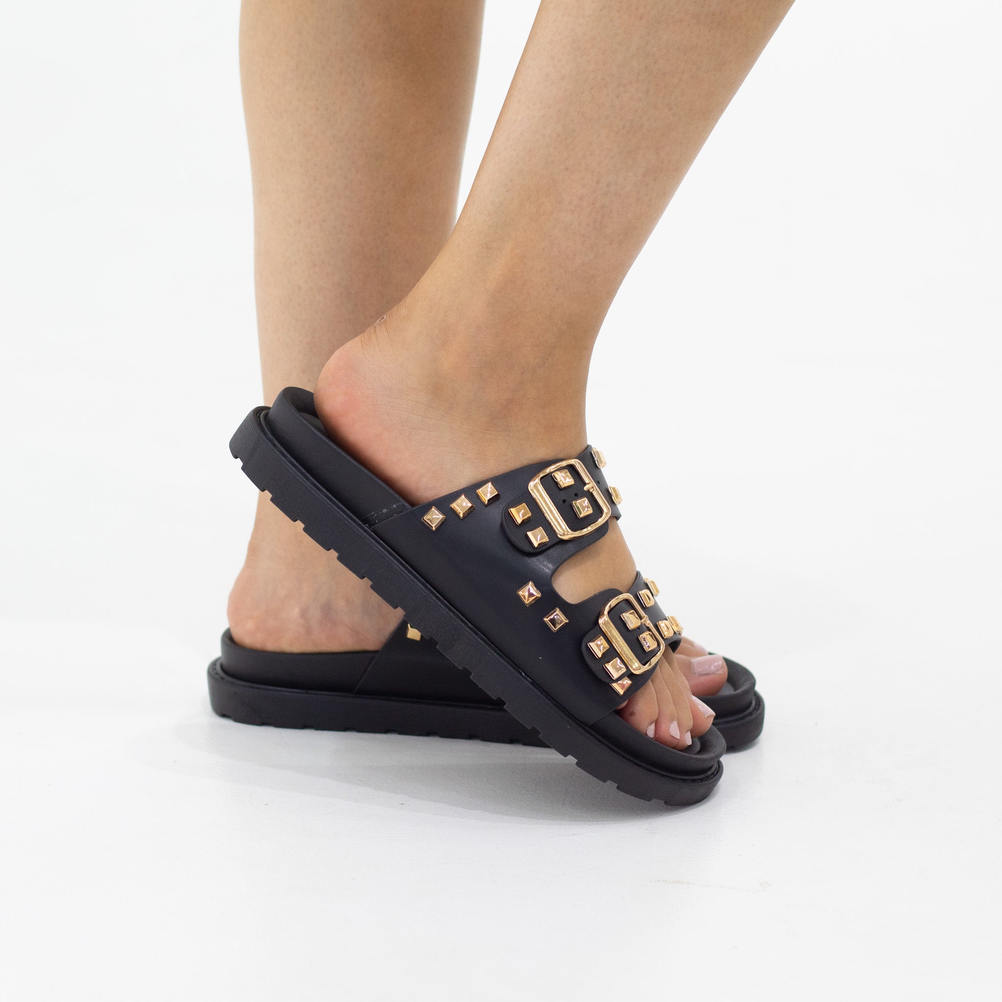 Rakel double band PU studded slide