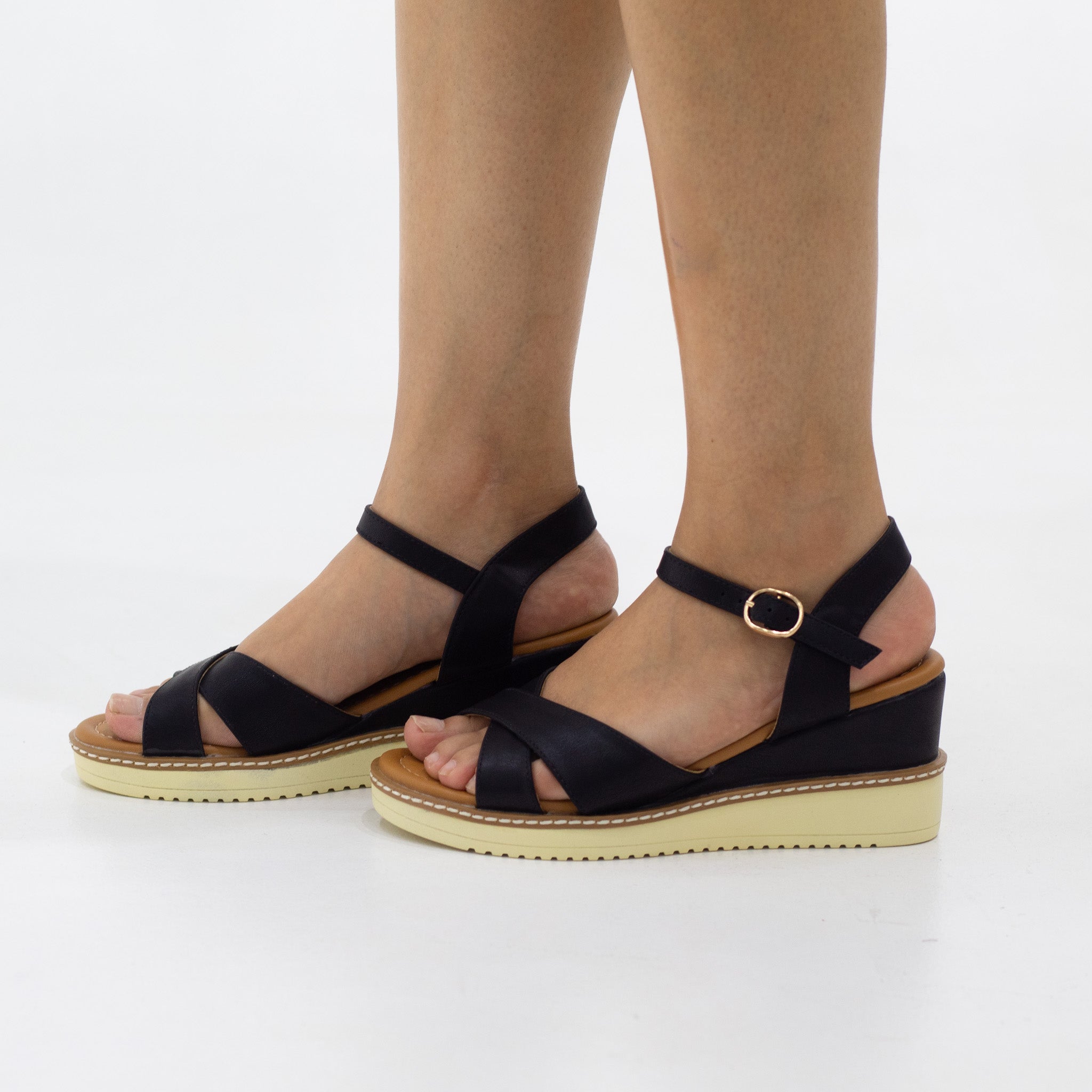 Elyana double band espadrille 3cm wedge heel sandals